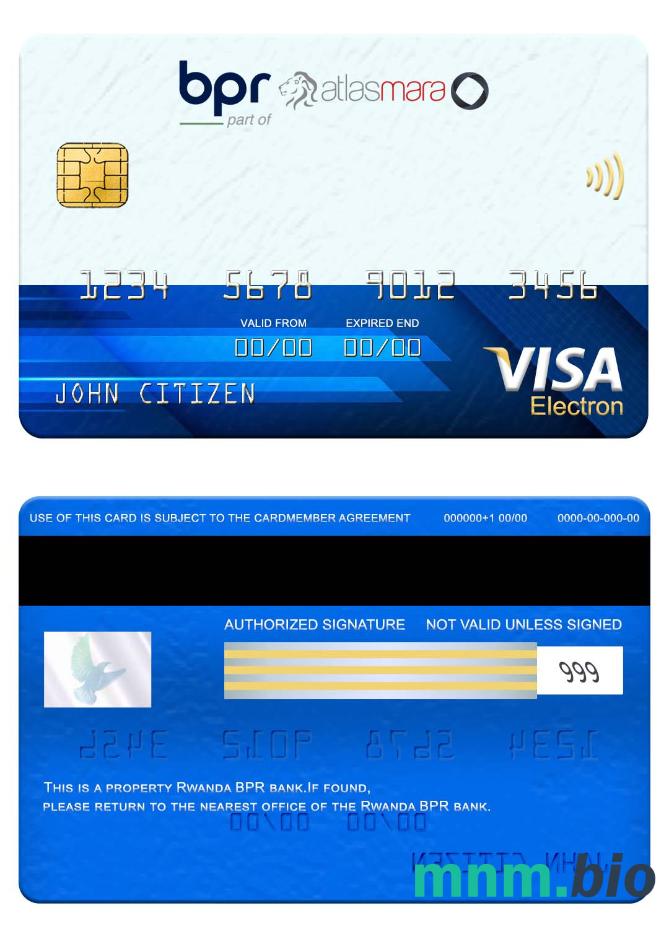 Rwanda BPR bank visa electron karta przykład w formacie PSD